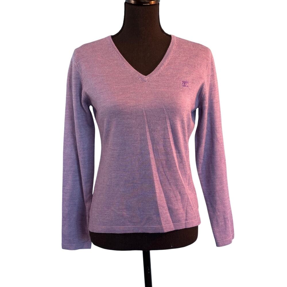 Women's Peter Millar V-Neck Sweater Purple Extra-fine ITALIAN Merino Wool S